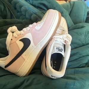 Nike Cream pink and Black Air AF1 dunks